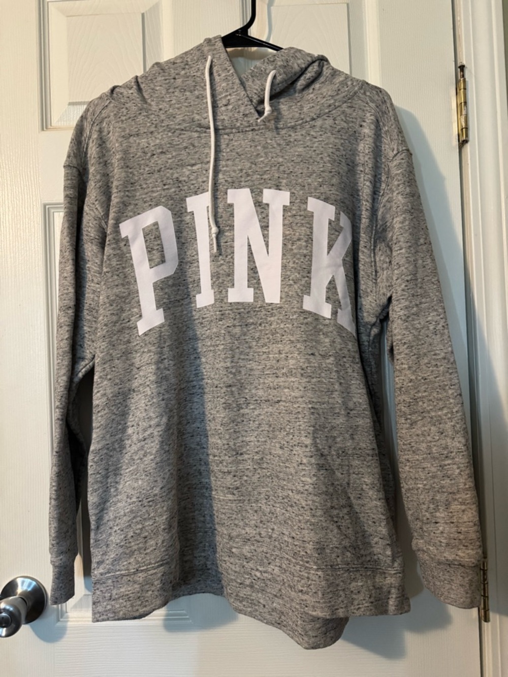 Victoria's Secret PINK Gray Hoodie with Black Logo Band